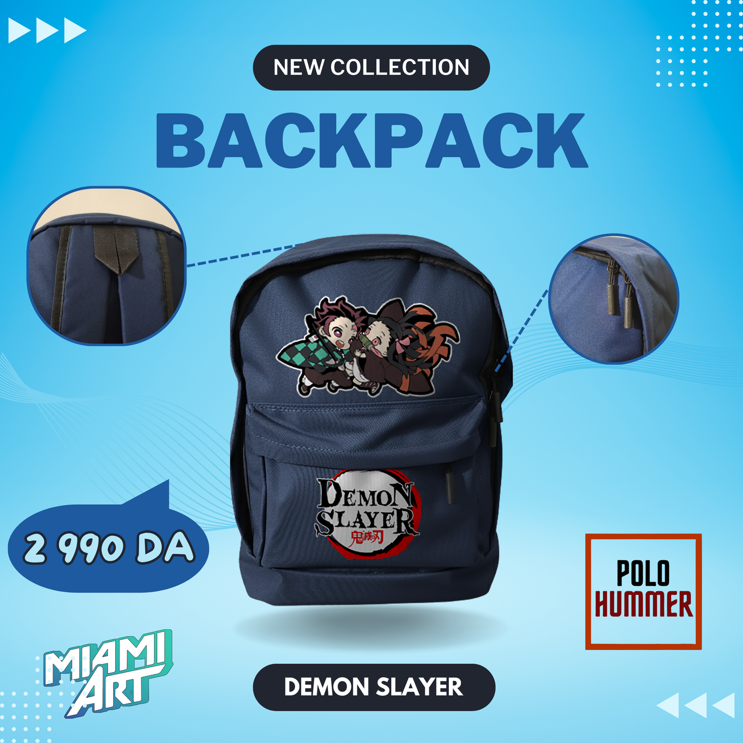 Sac à Dos Bleu Démon Slayer DS02