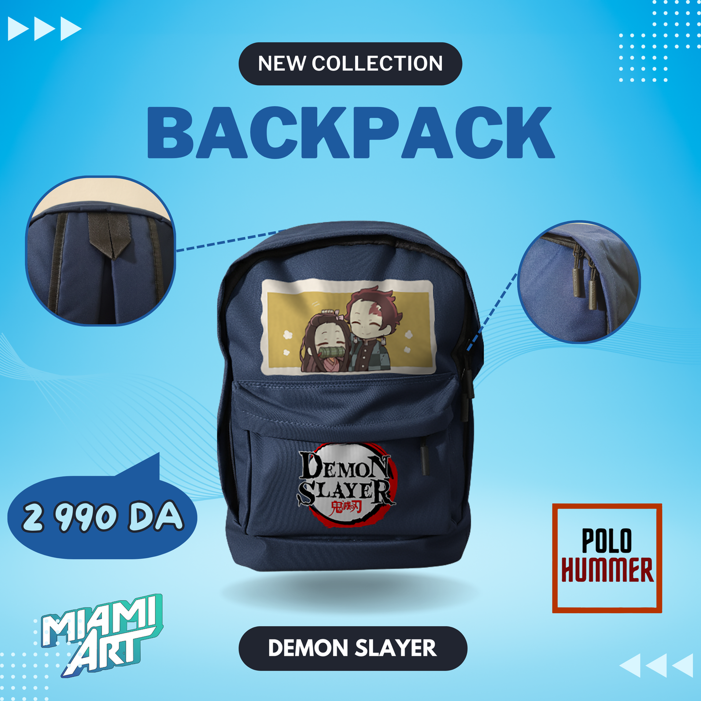 Sac à Dos Bleu Démon Slayer DS03