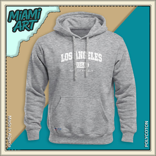 Hoodie Gris Los Angeles White