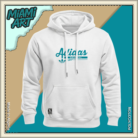 Hoodie White Adidas Blue