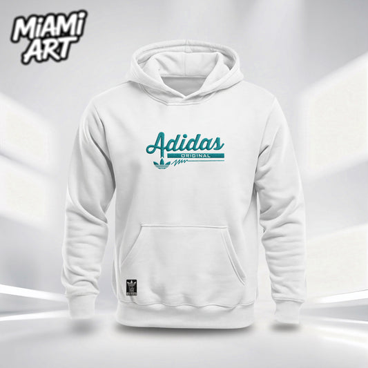 Hoodie White Adidas Blue